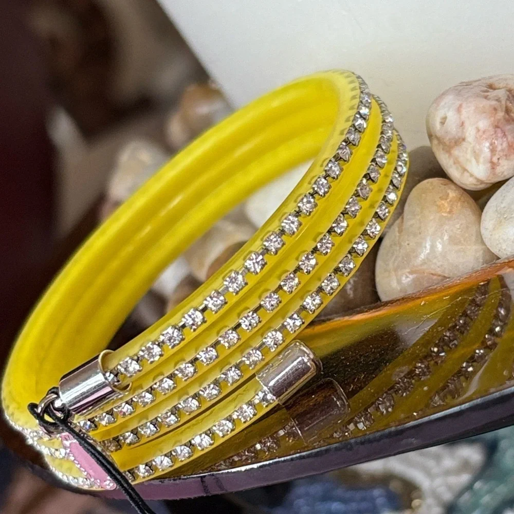 Brand New Marc by Marc Jacobs Slinky Safety Yellow Zirconia Bling Wrap Bracelet